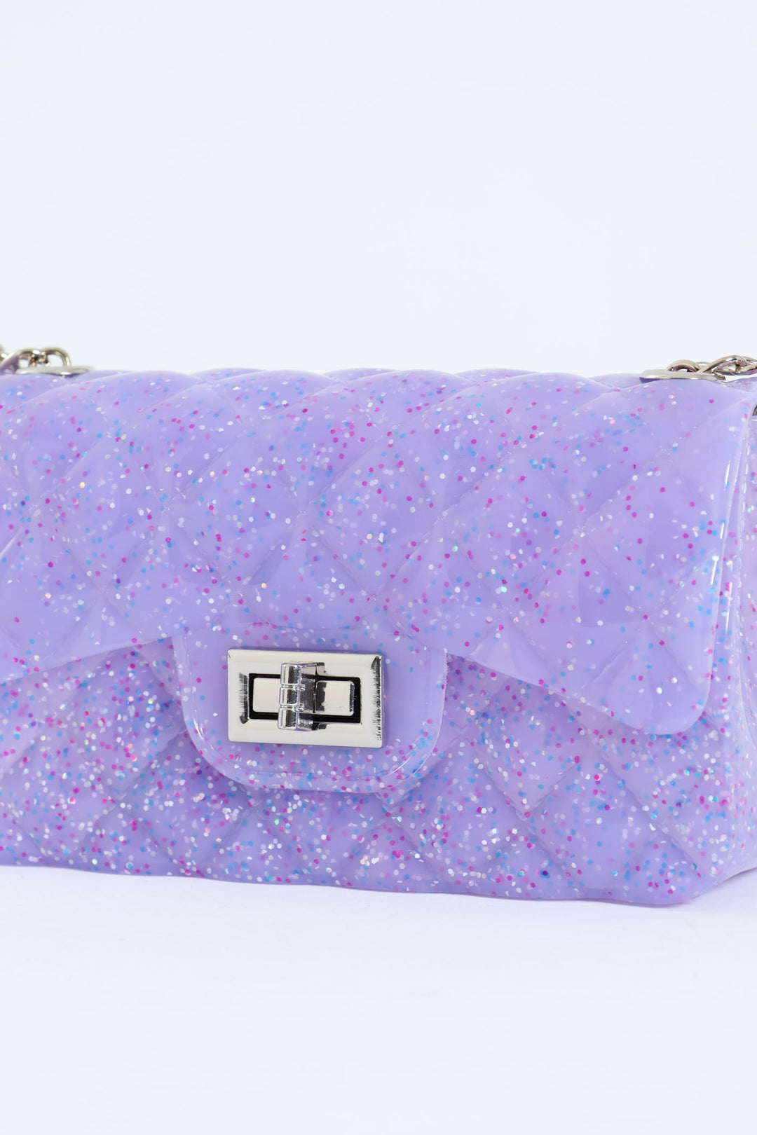 Girls Jelly Glitter Crossbody Bag - Lilac