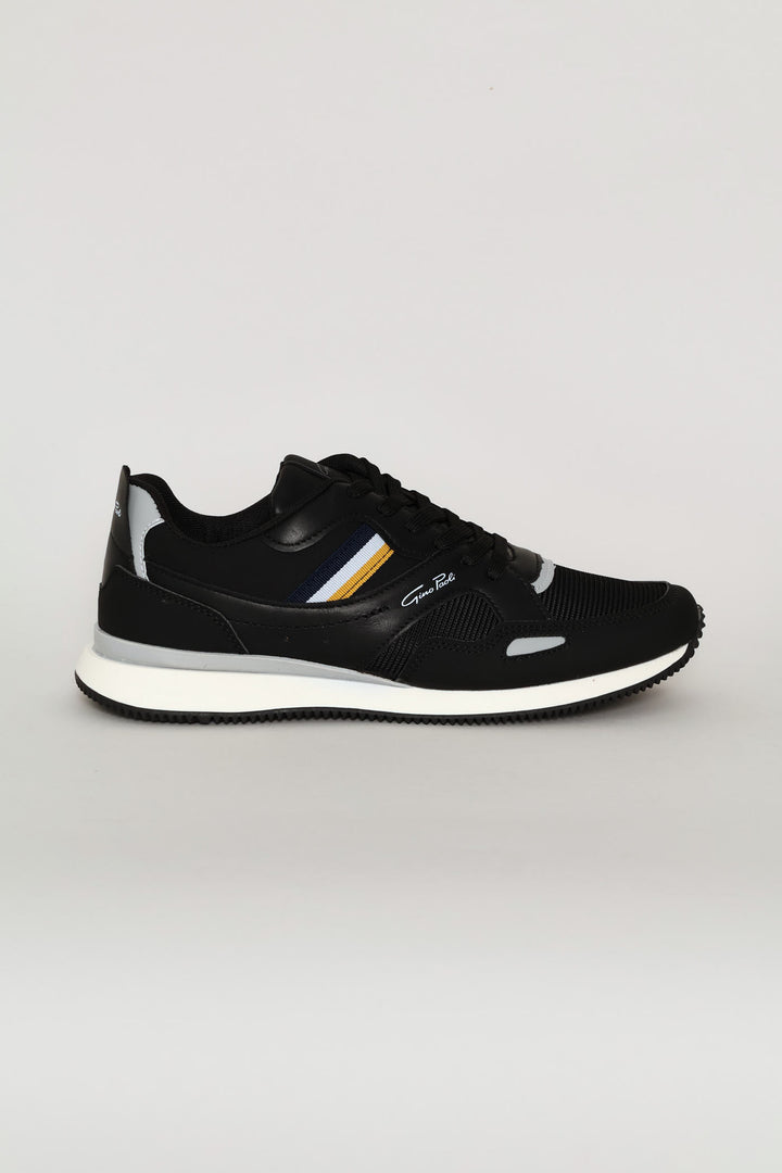 Anton Lace Up Retro Trainer - Black