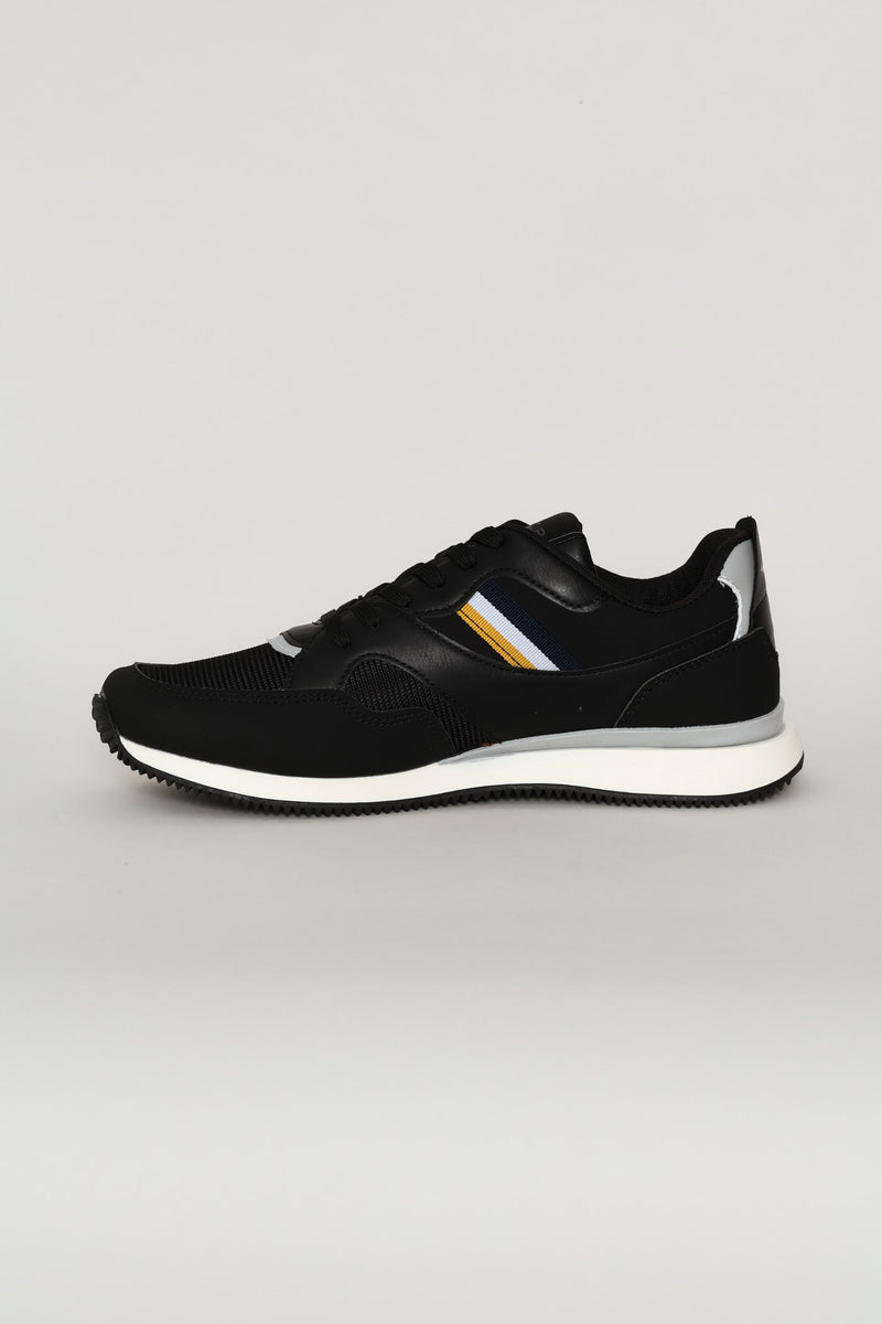 Anton Lace Up Retro Trainer - Black