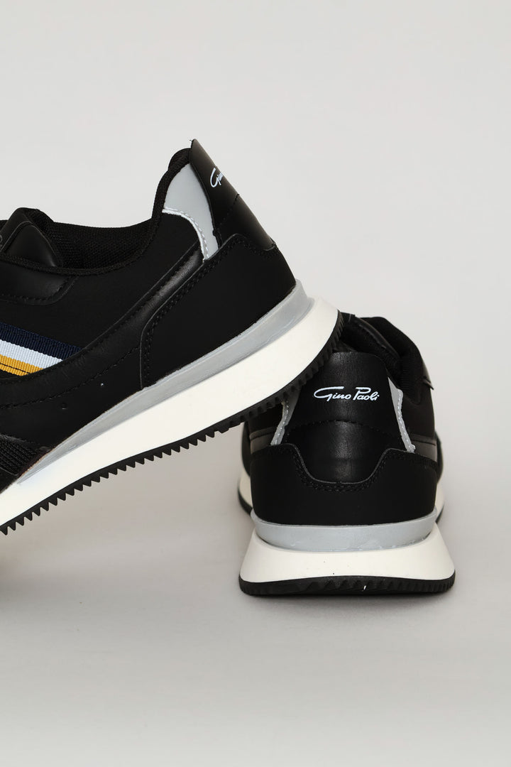 Anton Lace Up Retro Trainer - Black