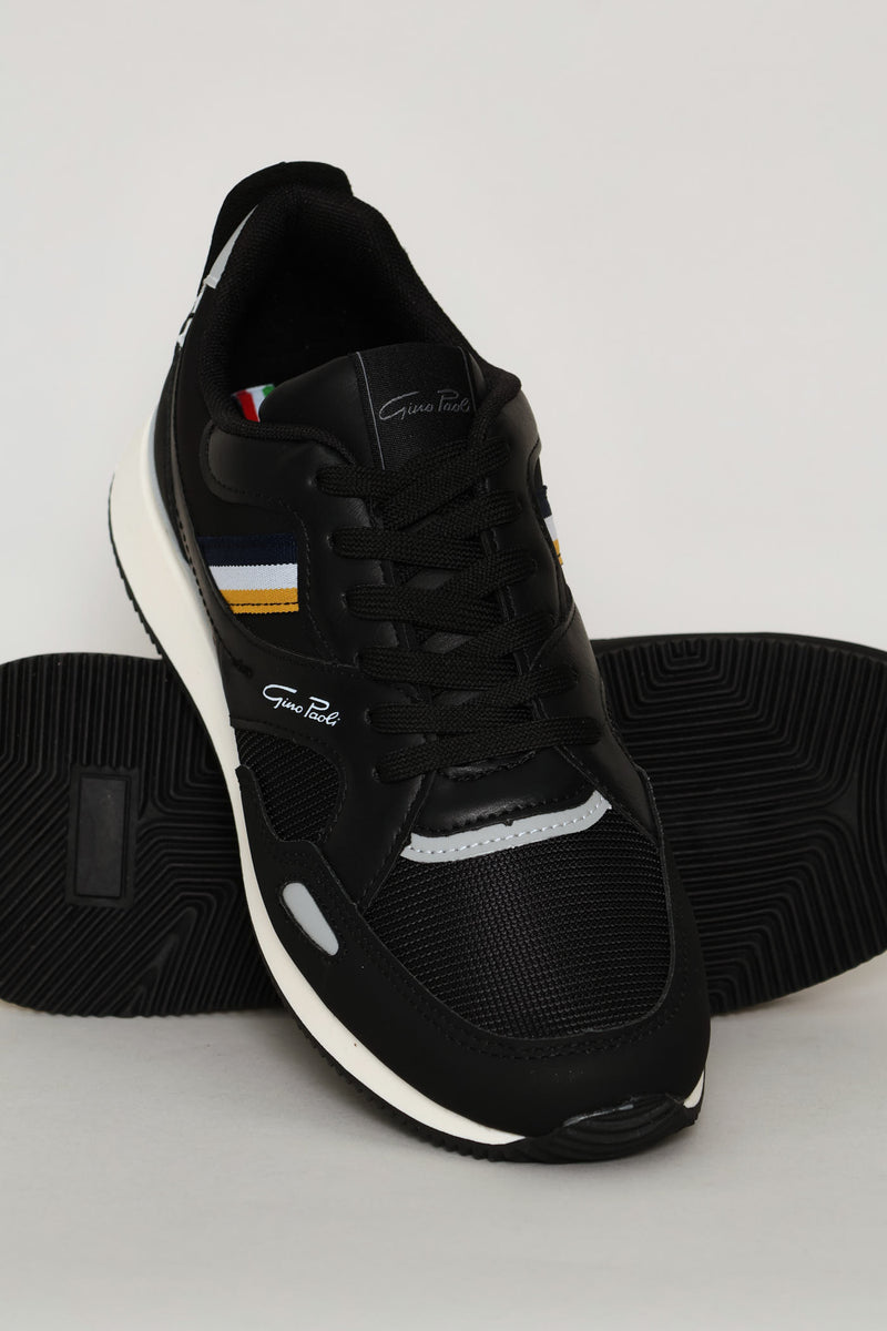 Anton Lace Up Retro Trainer - Black