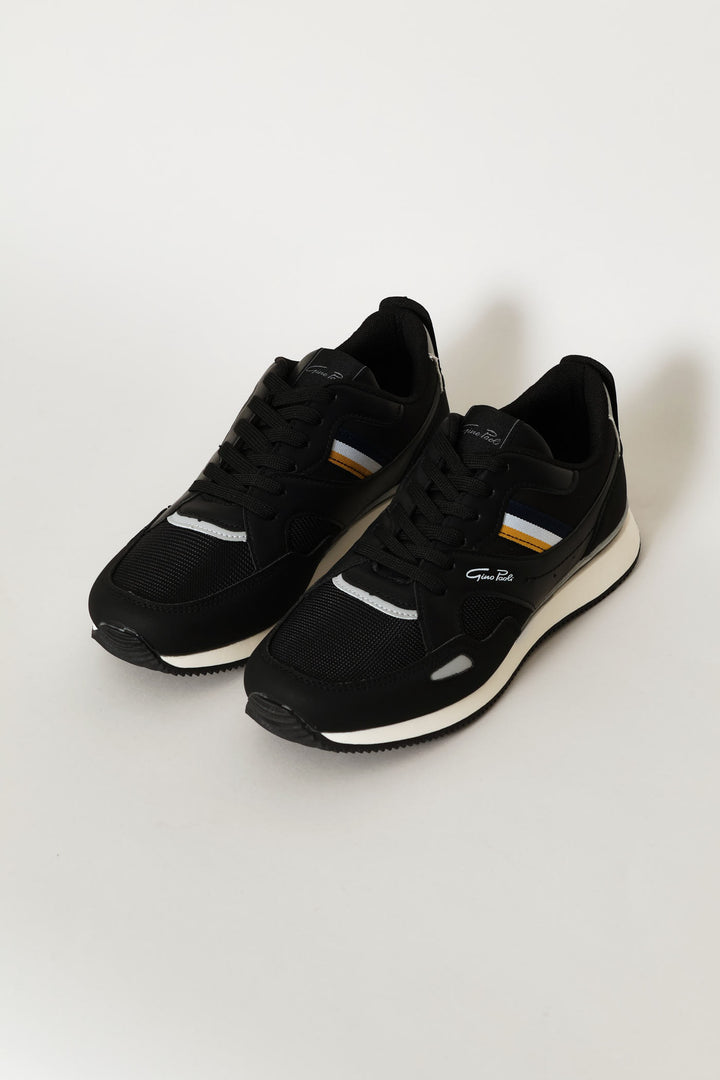 Anton Lace Up Retro Trainer - Black