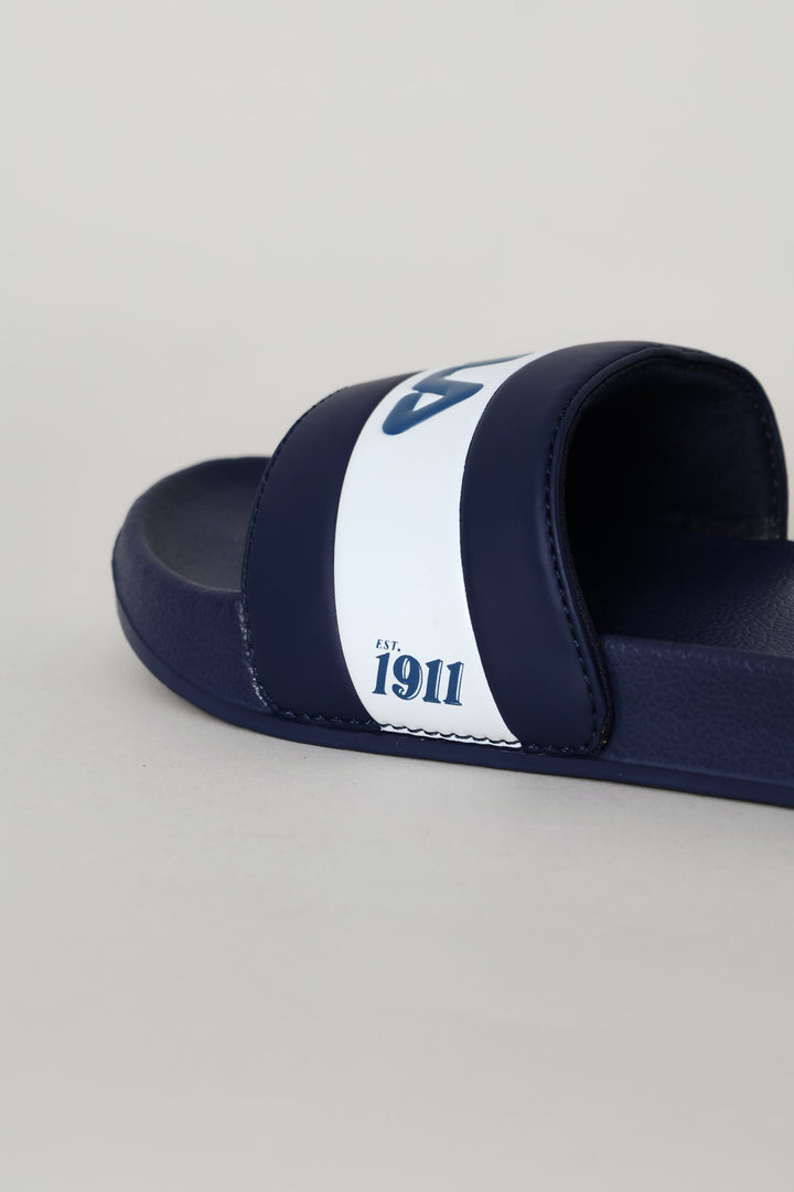 Boys Dino Slide - Navy/White