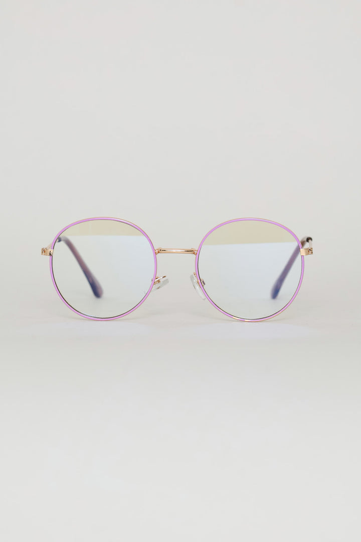 Girls Geeky Round Glasses - Lilac