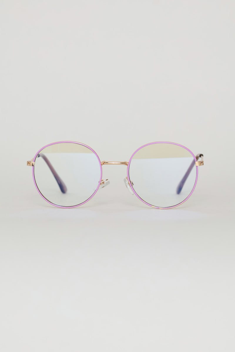 Girls Geeky Round Glasses - Lilac