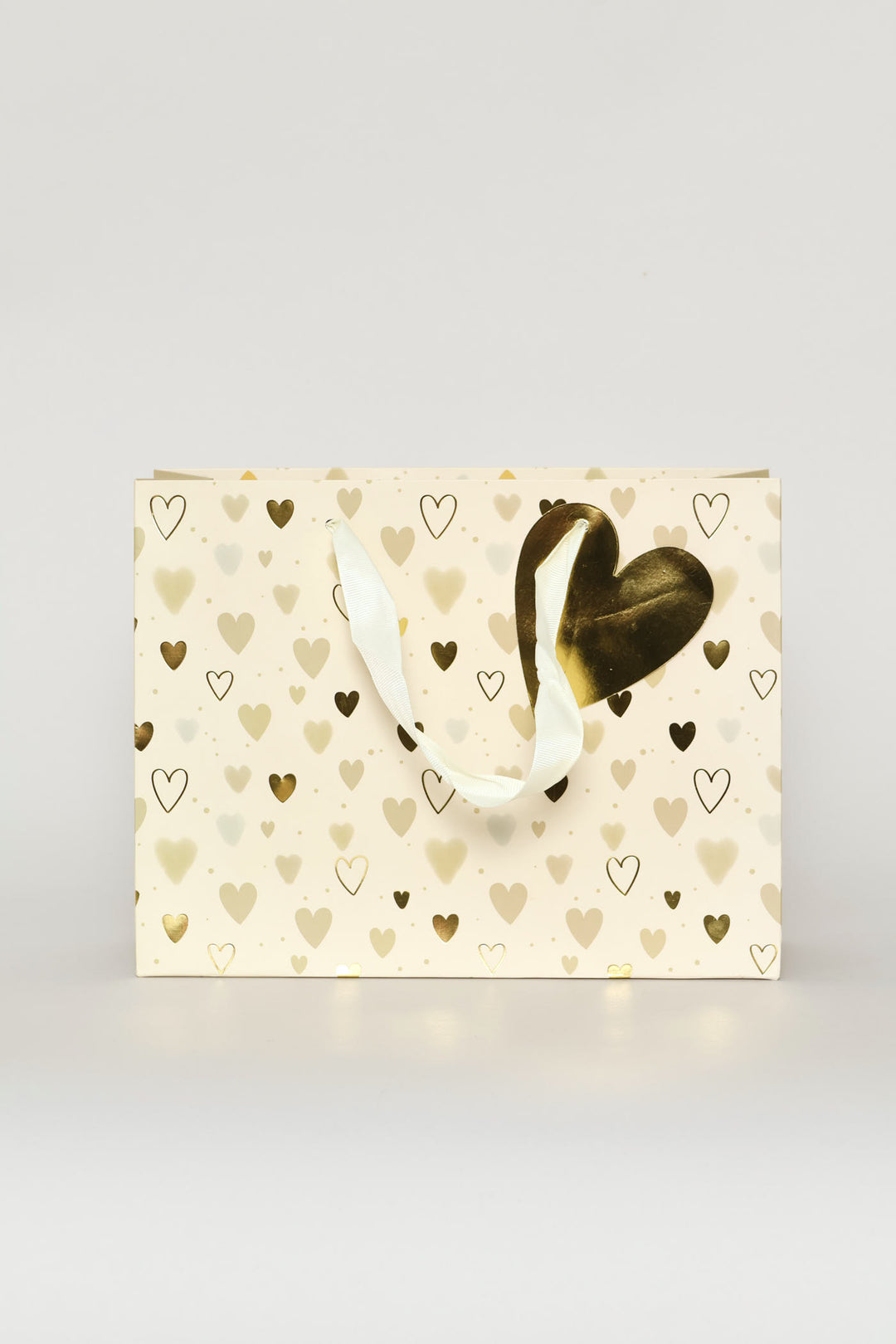 Geometric Heart Print Small Gift Bag - Cream
