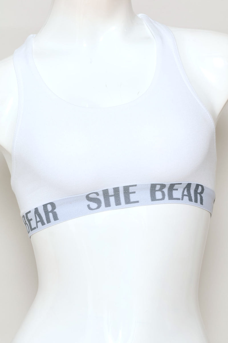 Racer Back Crop Bra - White