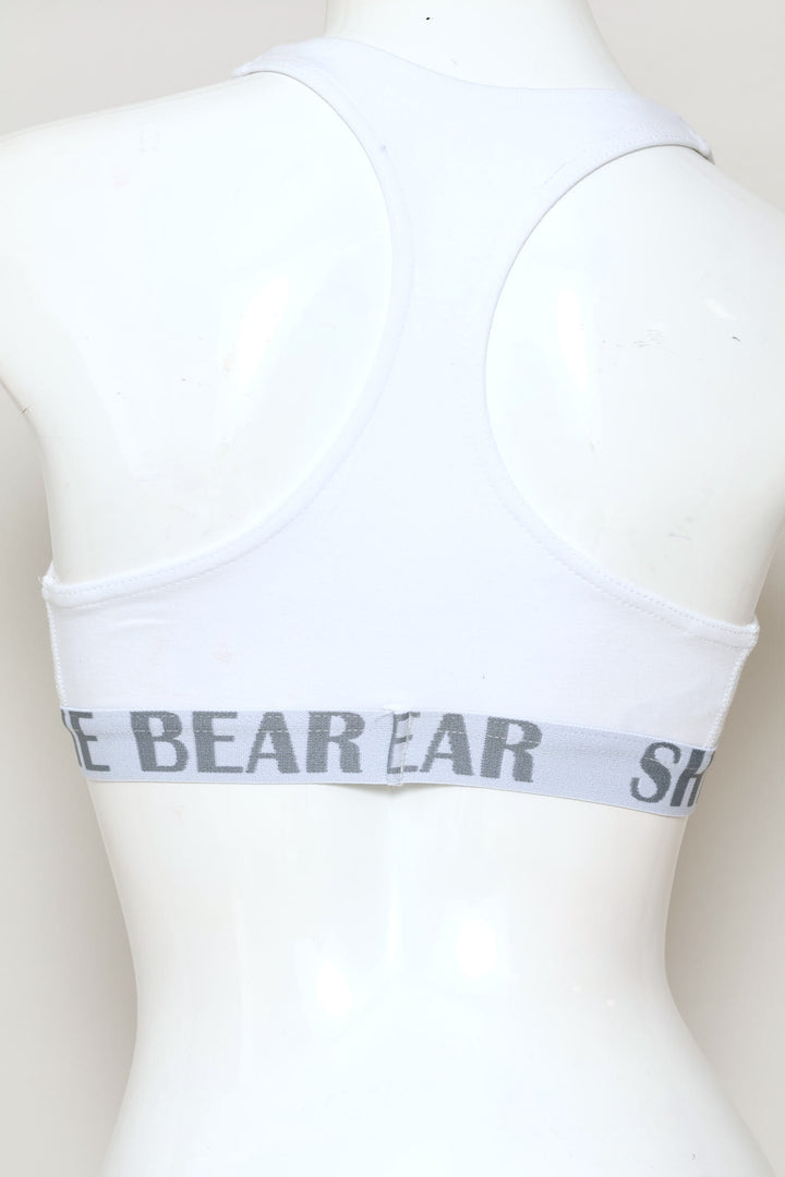 Racer Back Crop Bra - White