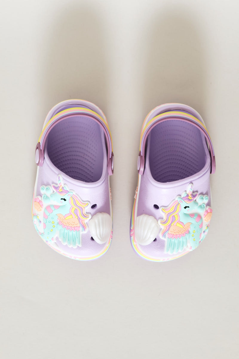 Pre-Girls Sea Strip Clog - Lilac