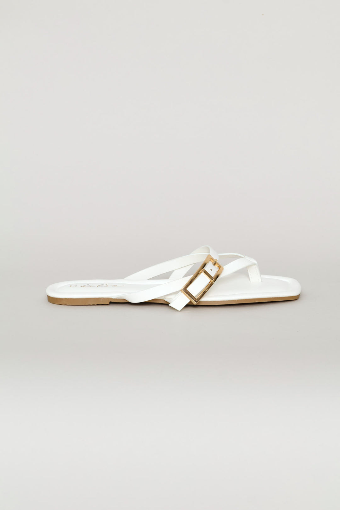 Buckle Strap Thong Sandal - White
