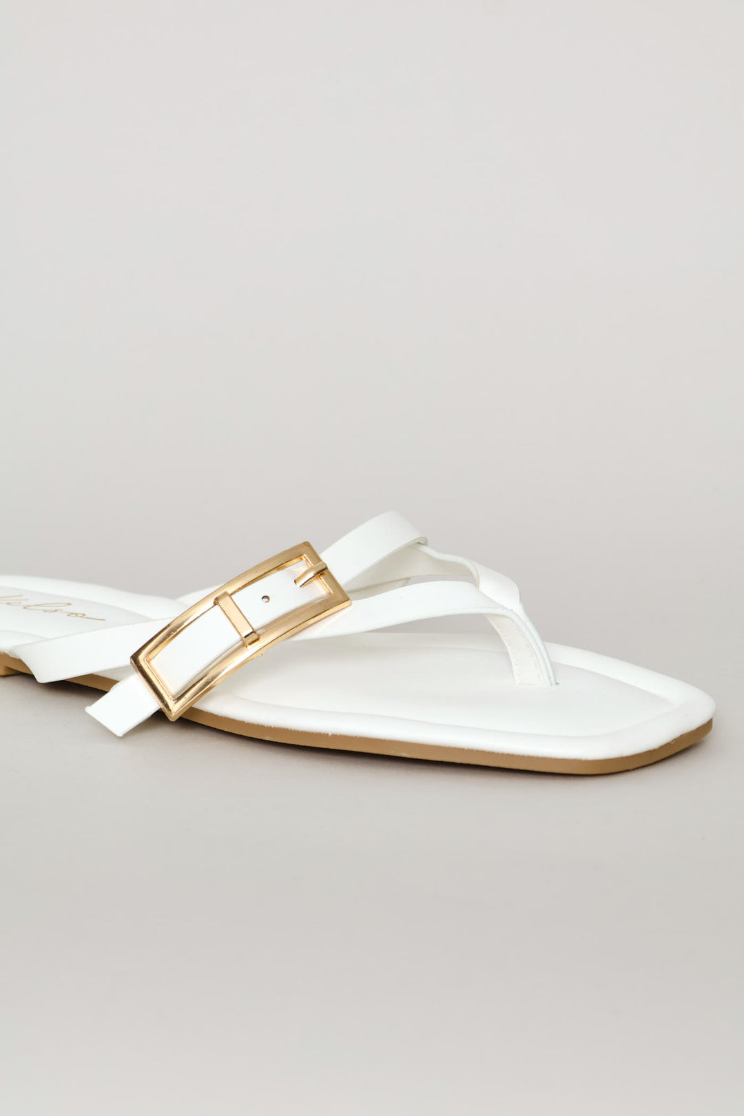 Buckle Strap Thong Sandal - White