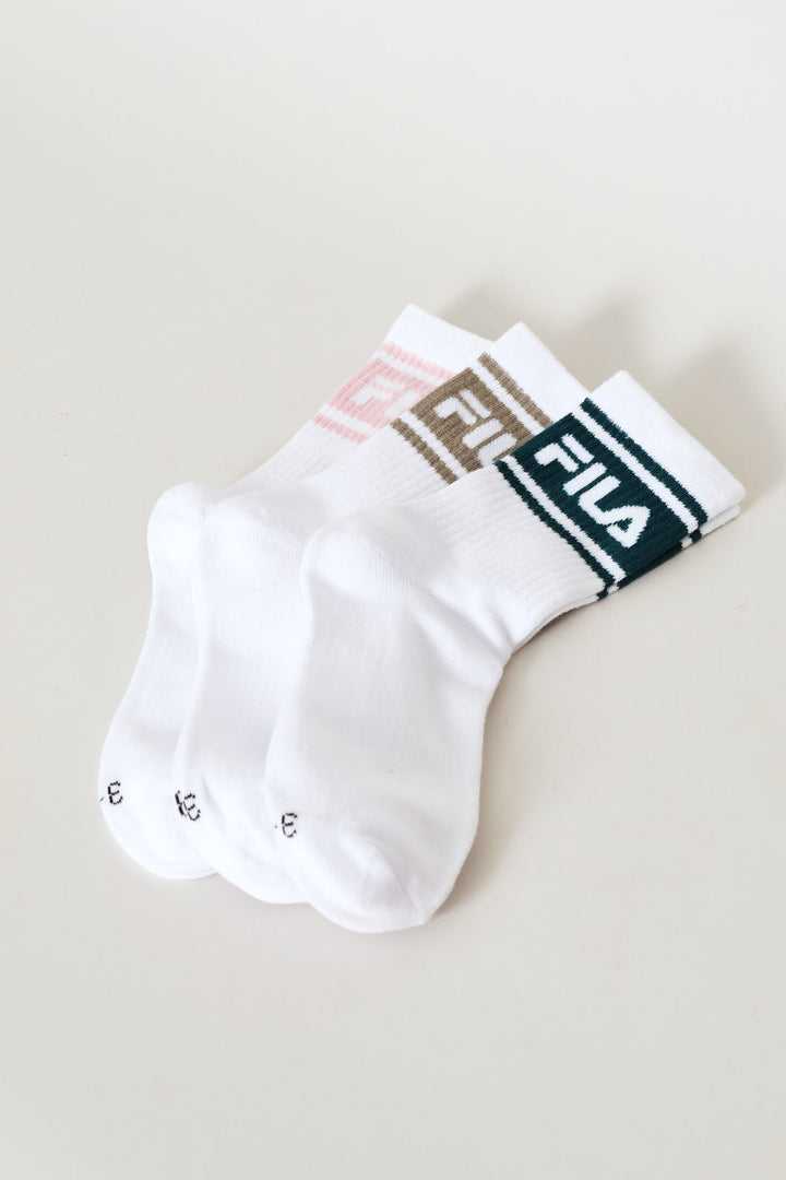 3 Pack Zoe Three Quater Sock - White