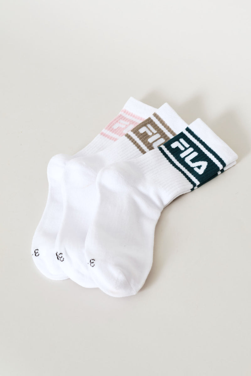 3 Pack Zoe Three Quater Sock - White