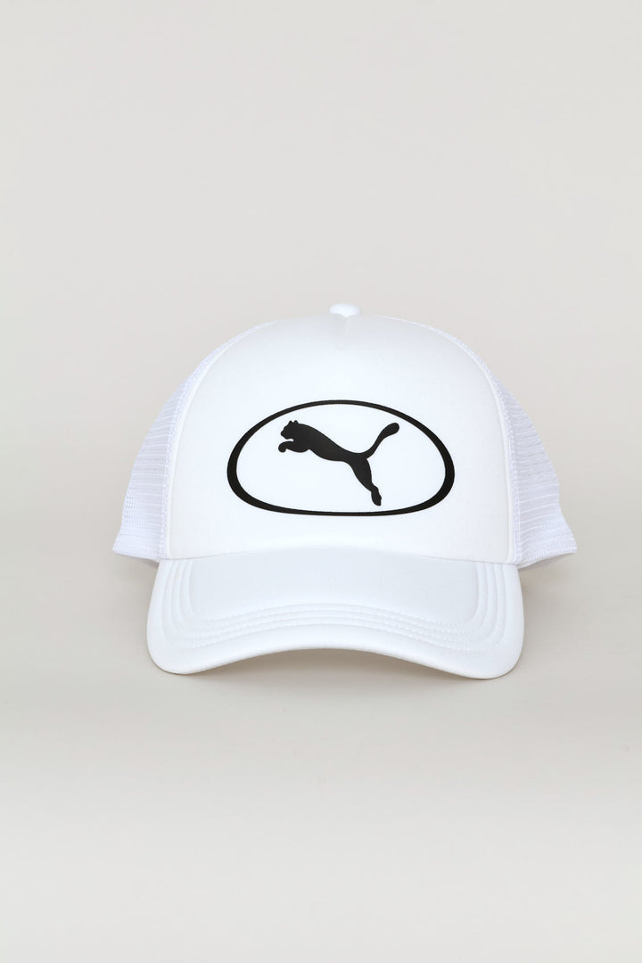 Cat Logo Trucker Cap - White
