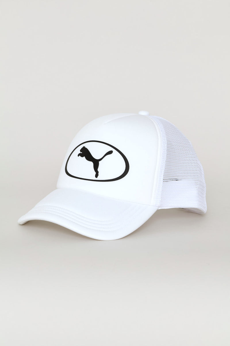 Cat Logo Trucker Cap - White