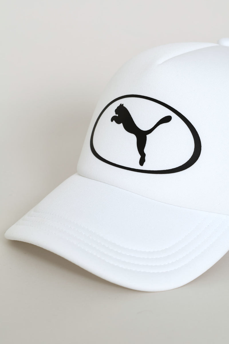 Cat Logo Trucker Cap - White