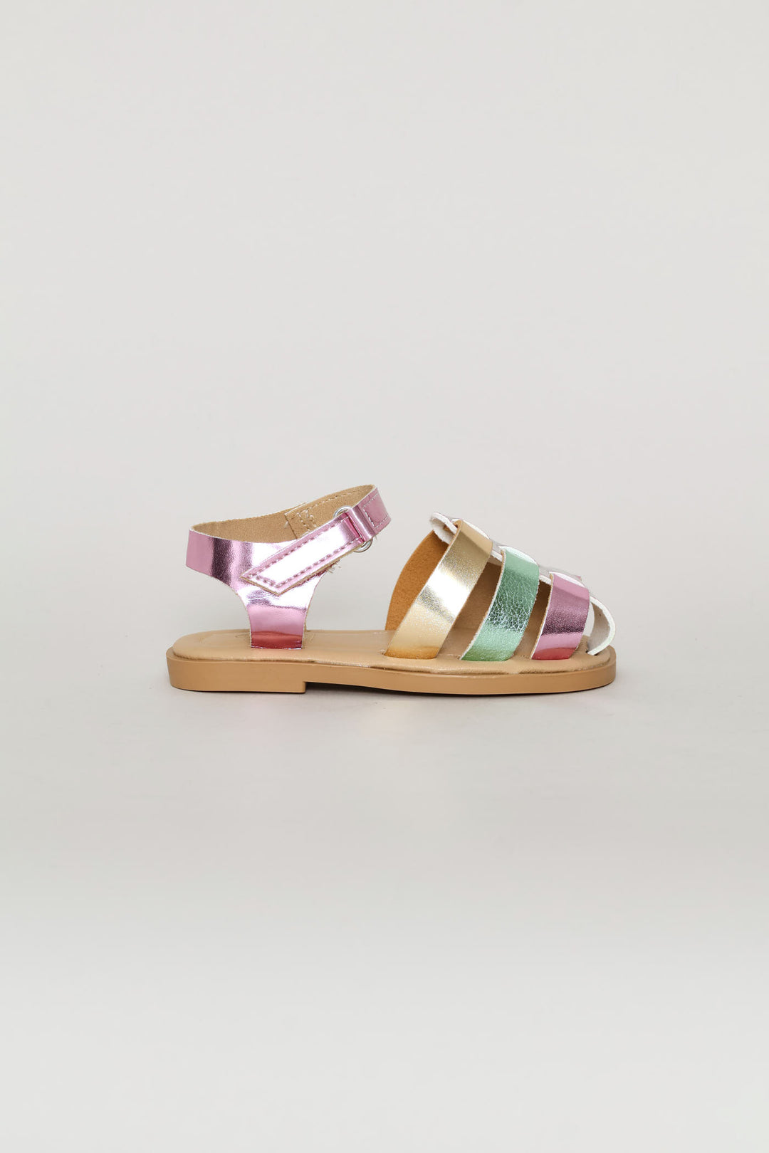 Pre-Girls Metallic Caged Sandal - Silver
