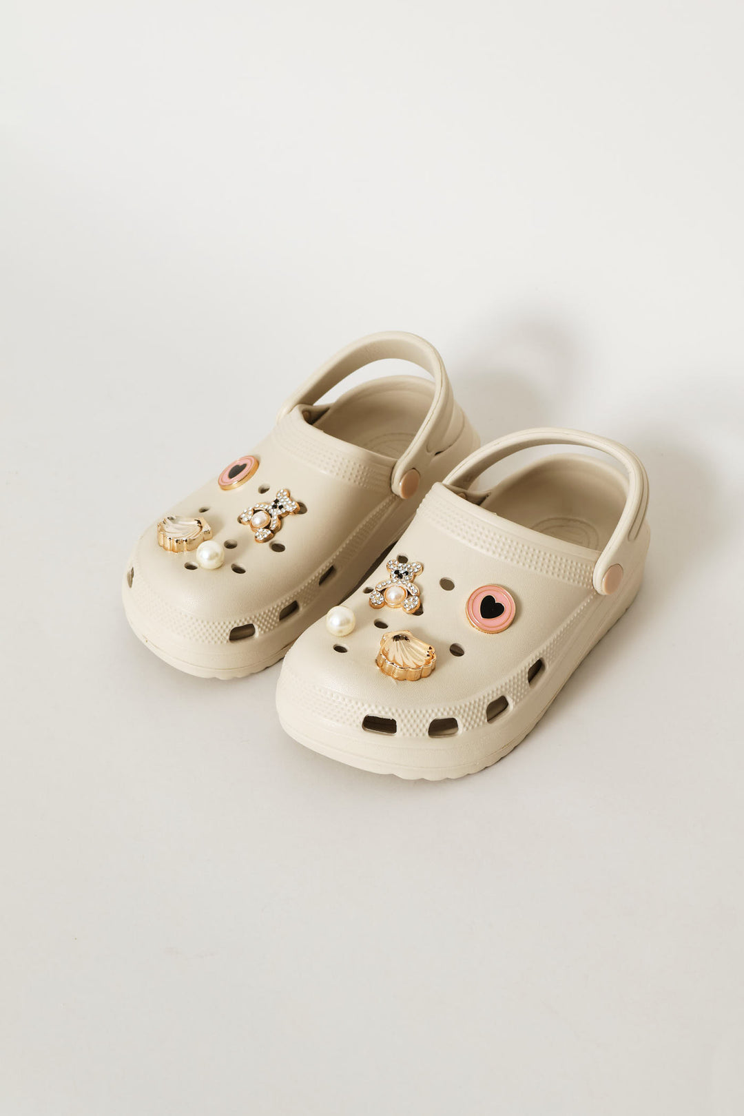 Girls Gold Embellished Clog - Stone