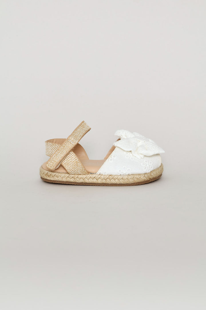 Baby Girls Anglaise Espadrille Sandal - White