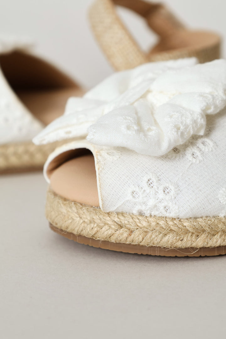 Baby Girls Anglaise Espadrille Sandal - White
