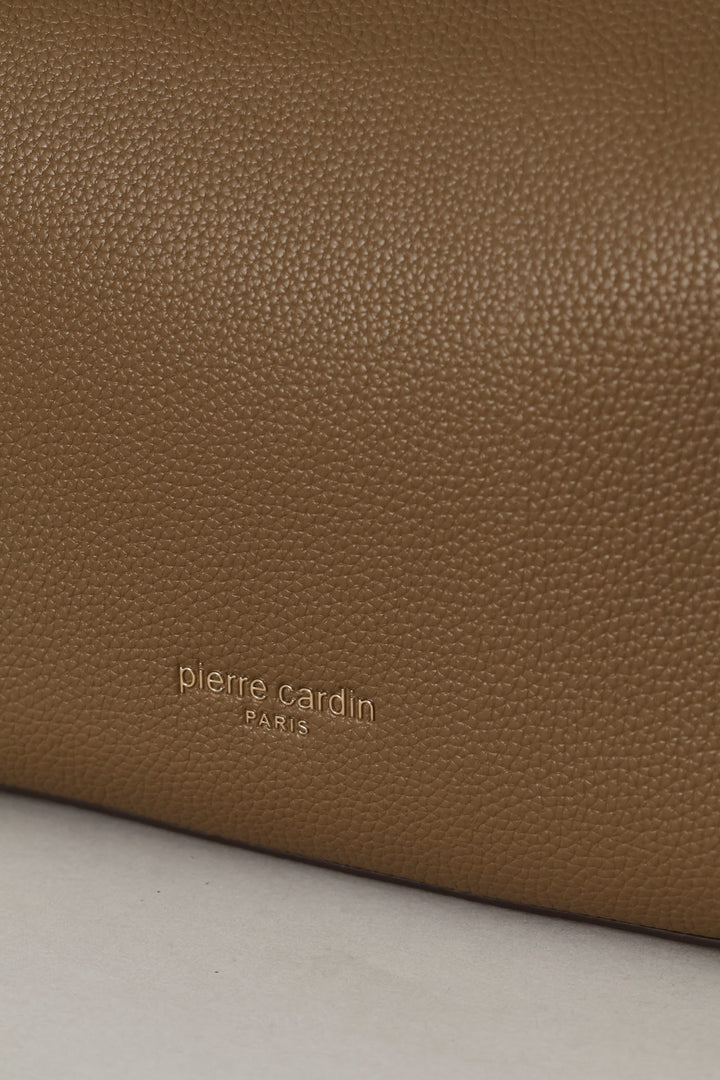 Top Handle Bag With Middle Compartment - Taupe