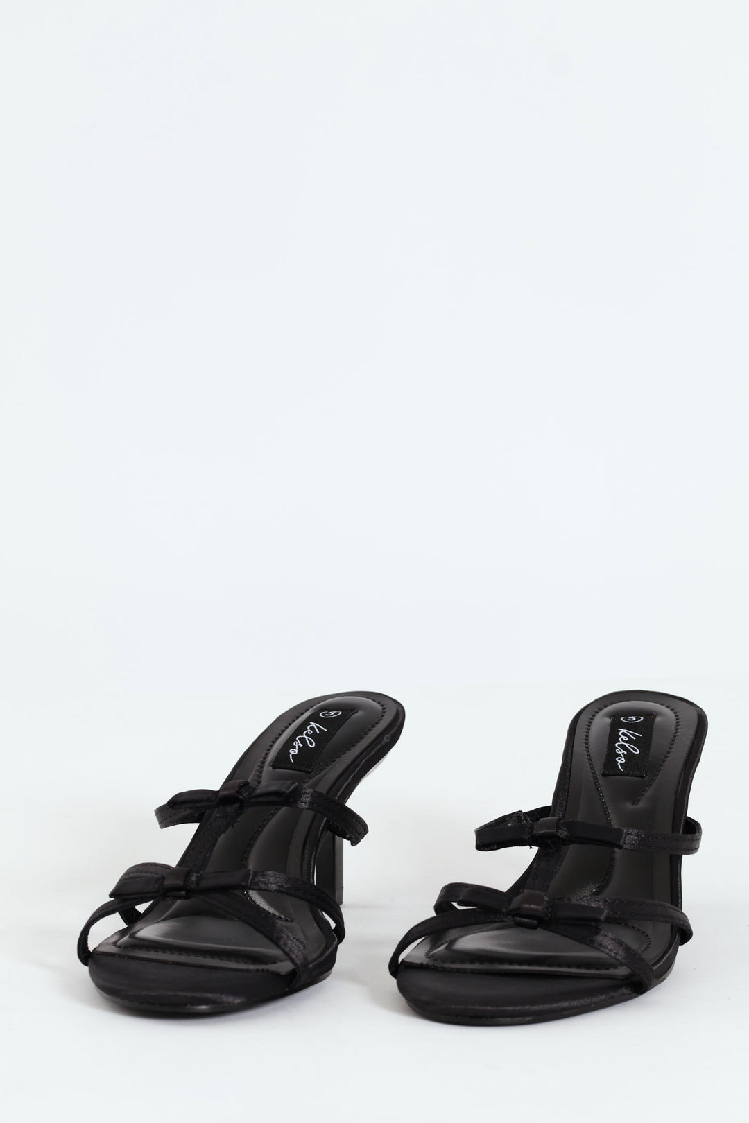 Dainty Bow Detail Kitten Heel Sandal - Black