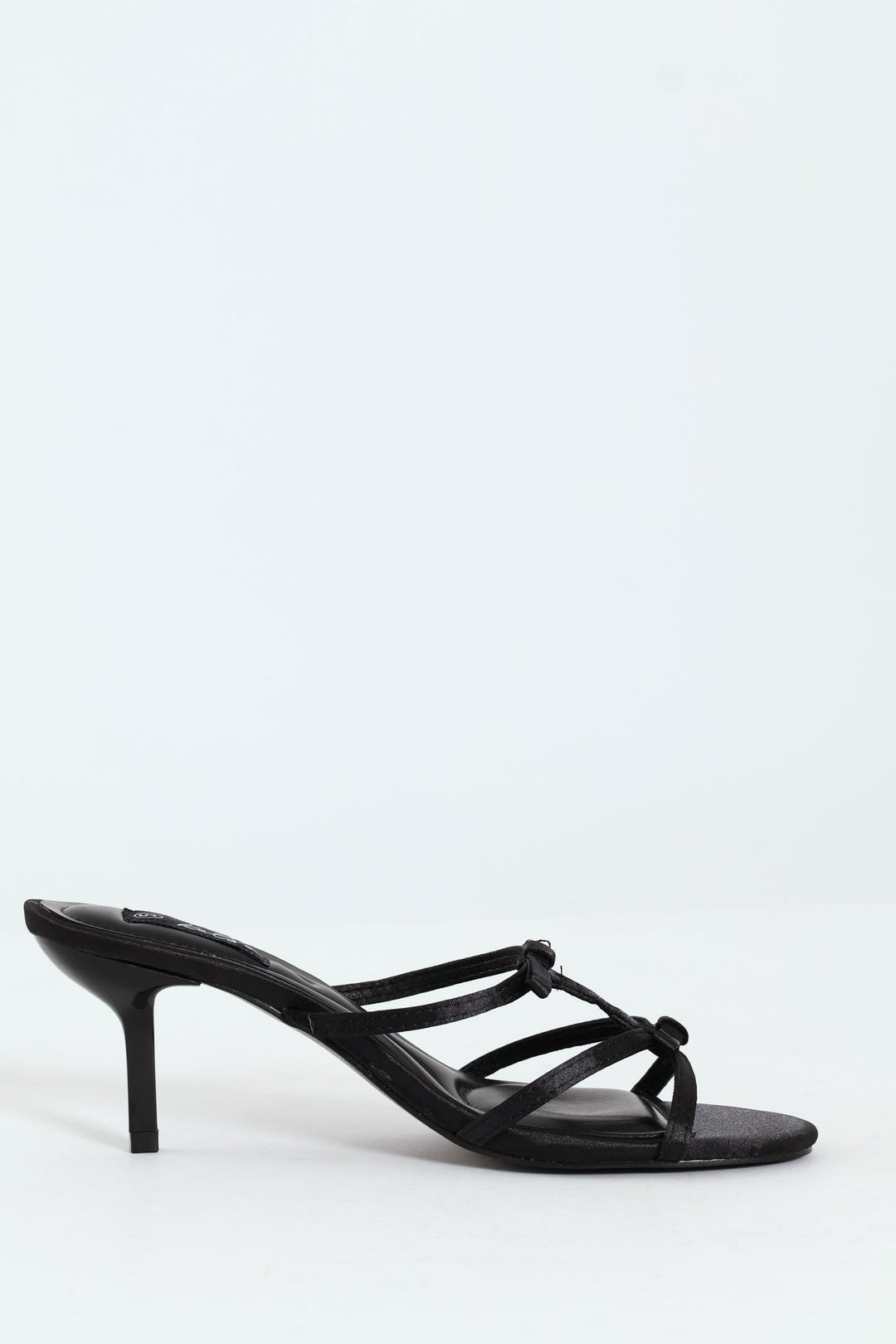Dainty Bow Detail Kitten Heel Sandal - Black