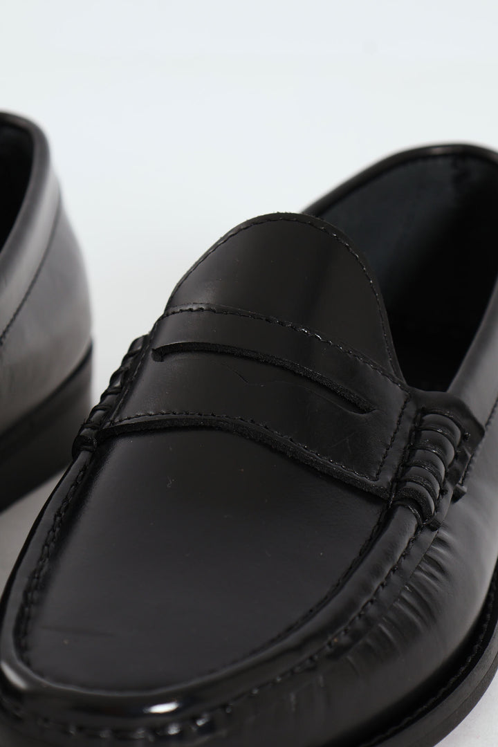 Hi Shine Penny Moccasin - Black