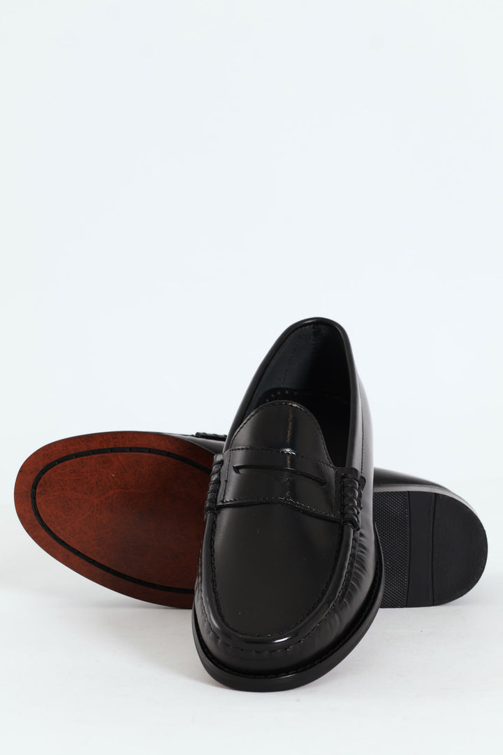 Hi Shine Penny Moccasin - Black