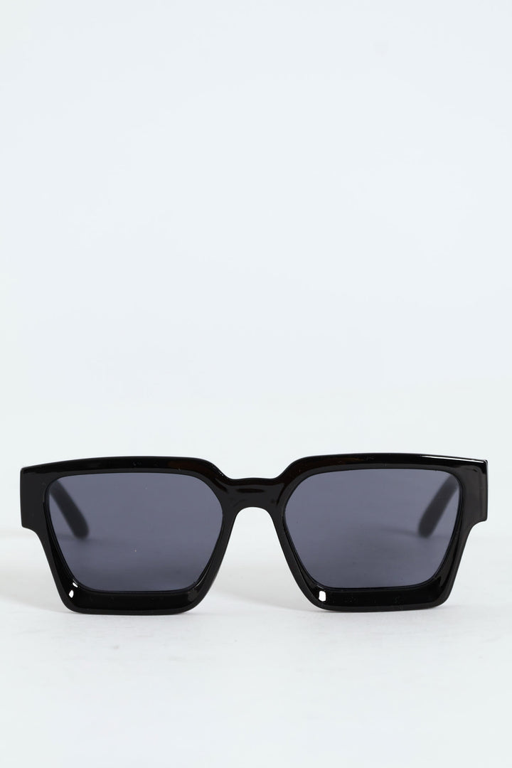 Chunky Angular Wayfarer Sunglasses - Black