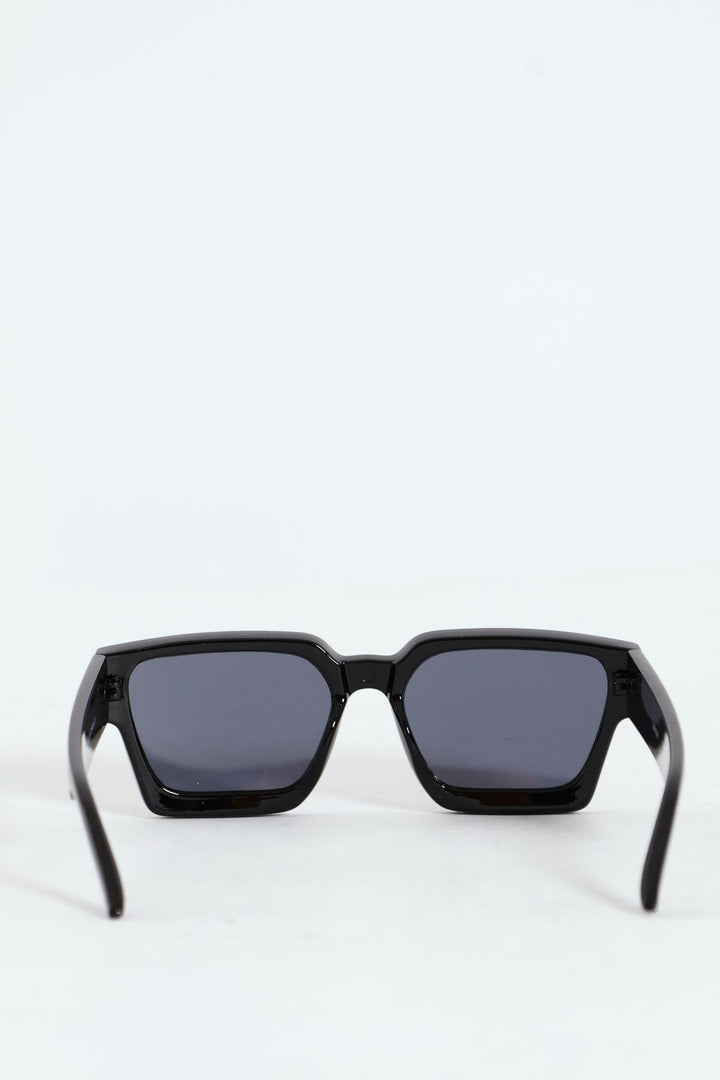 Chunky Angular Wayfarer Sunglasses - Black