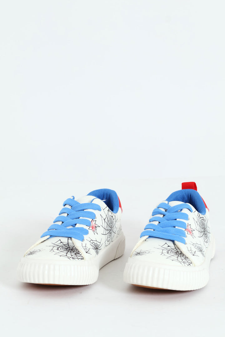 Boys Printed Web Sneaker - White