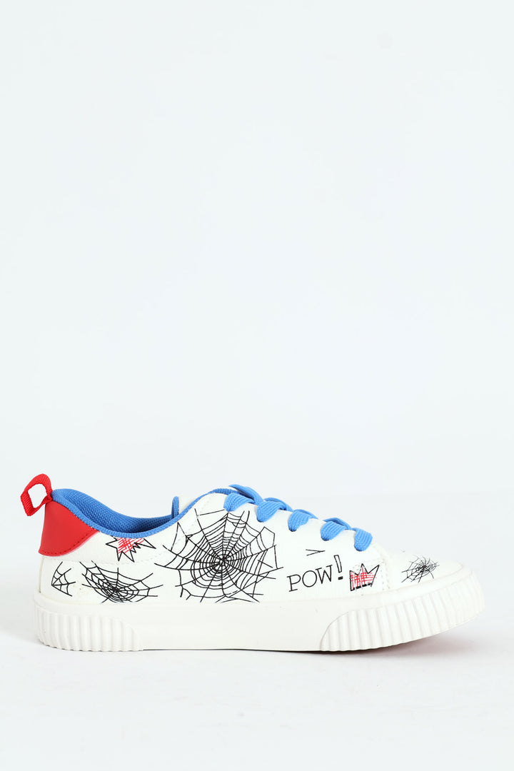 Boys Printed Web Sneaker - White