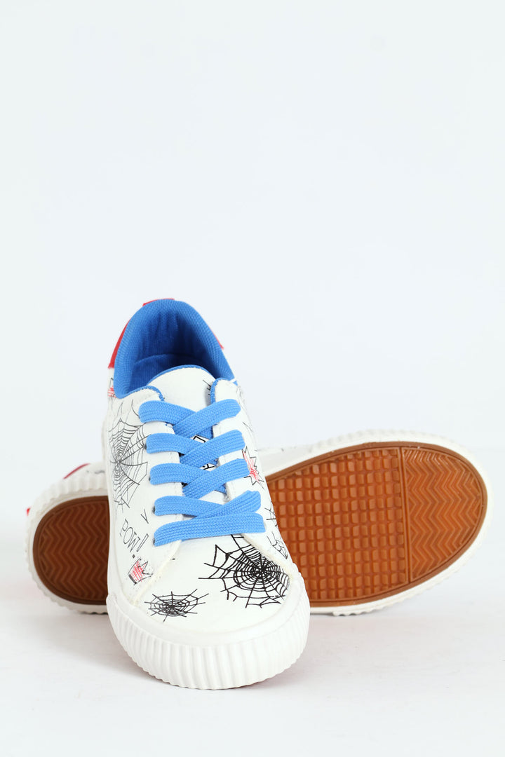 Boys Printed Web Sneaker - White