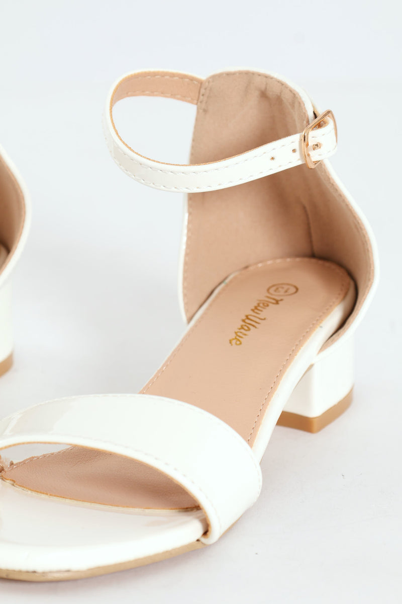 Girls Heeled Sandal - White