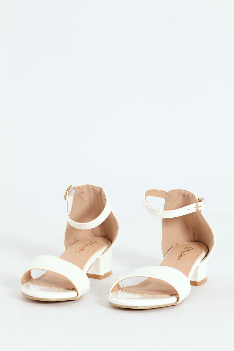 Girls Heeled Sandal - White