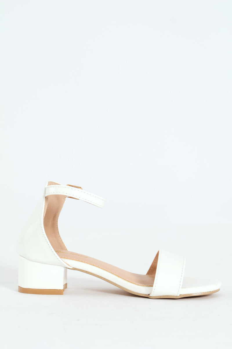 Girls Heeled Sandal - White