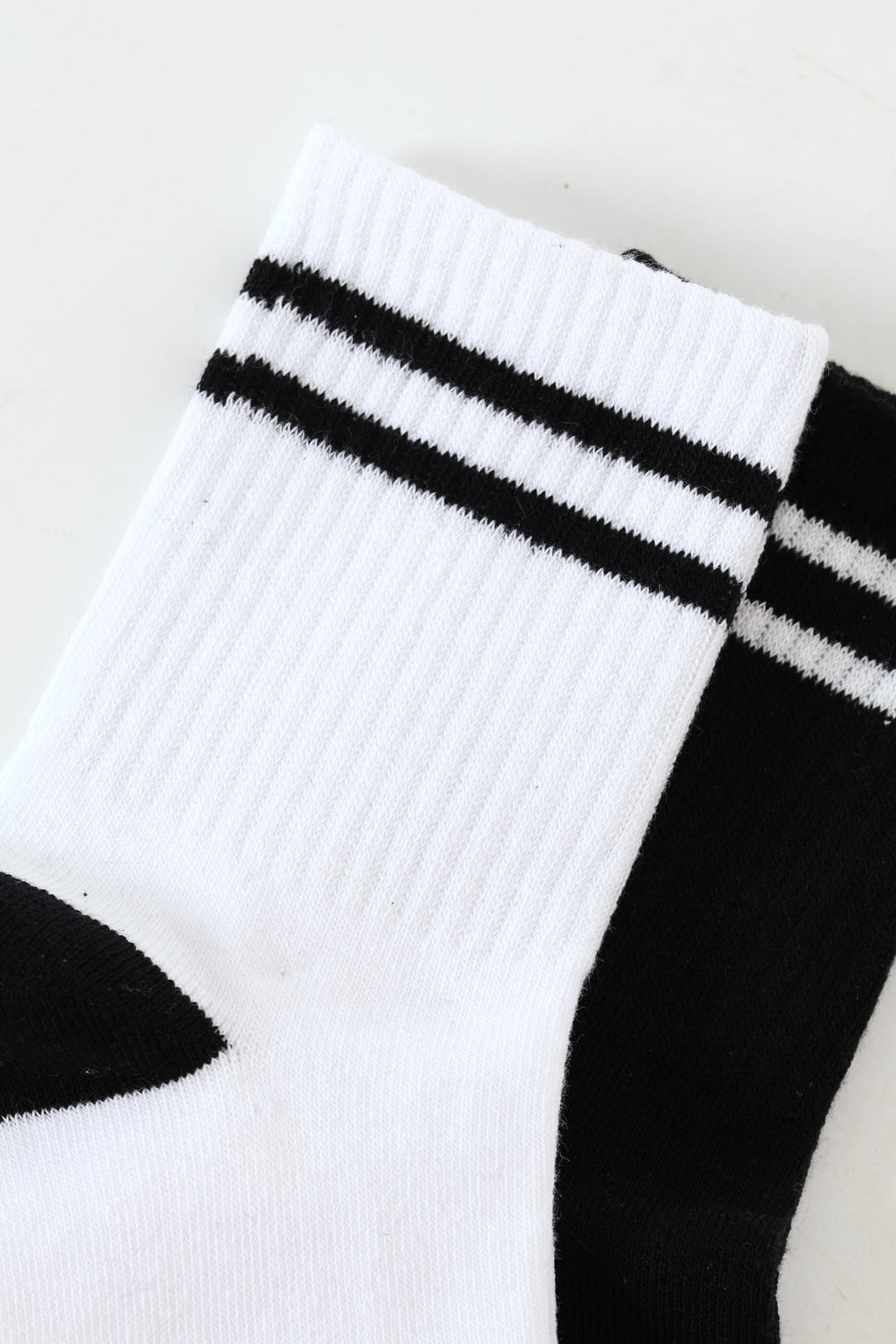 2 Pack Stripe Crew Socks - White/Black