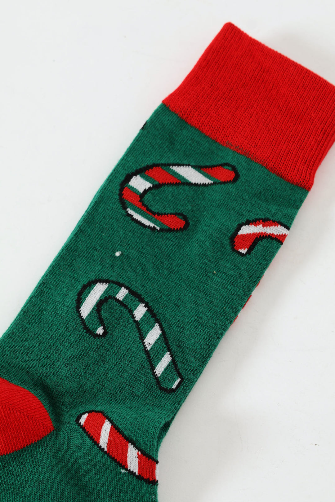 Single Candy Cane Christmas Socks - Green/Red