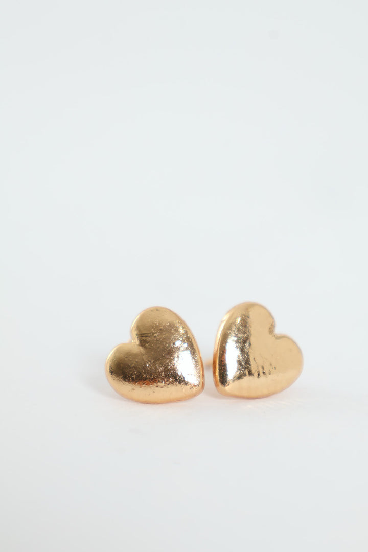 2 Pack Heart Necklace With Stud Earrings - Gold