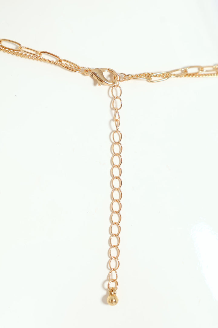 Double Layered Disc Pendant Necklace - Gold