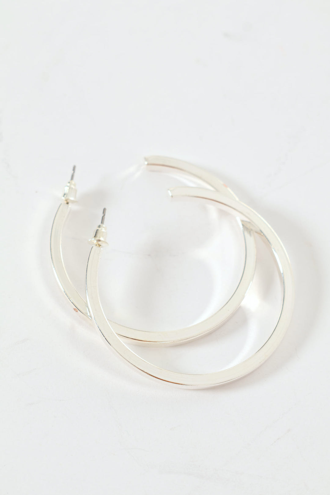 Solid Hoop Earrings - Silver