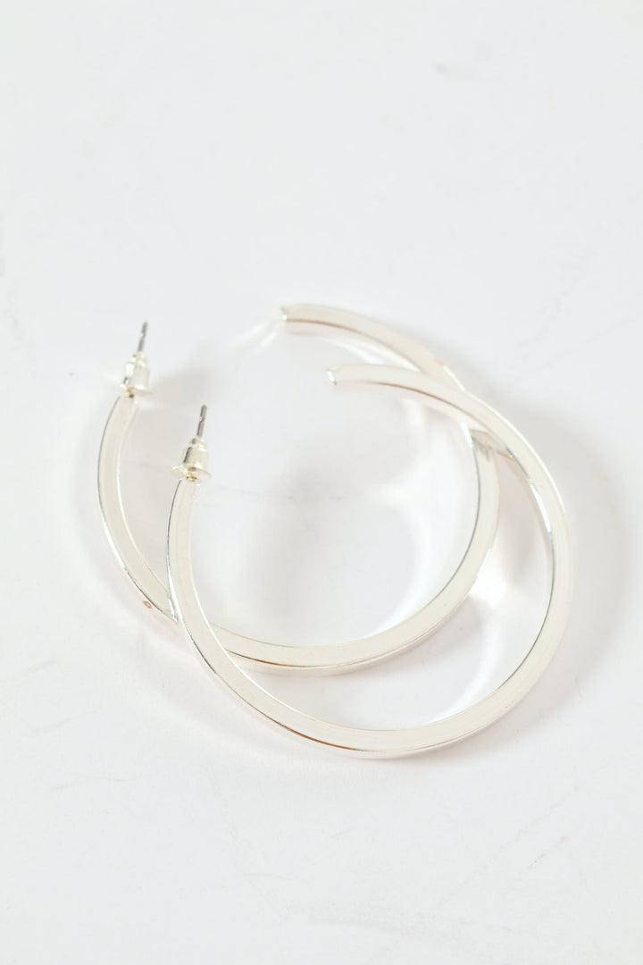 Solid Hoop Earrings - Silver