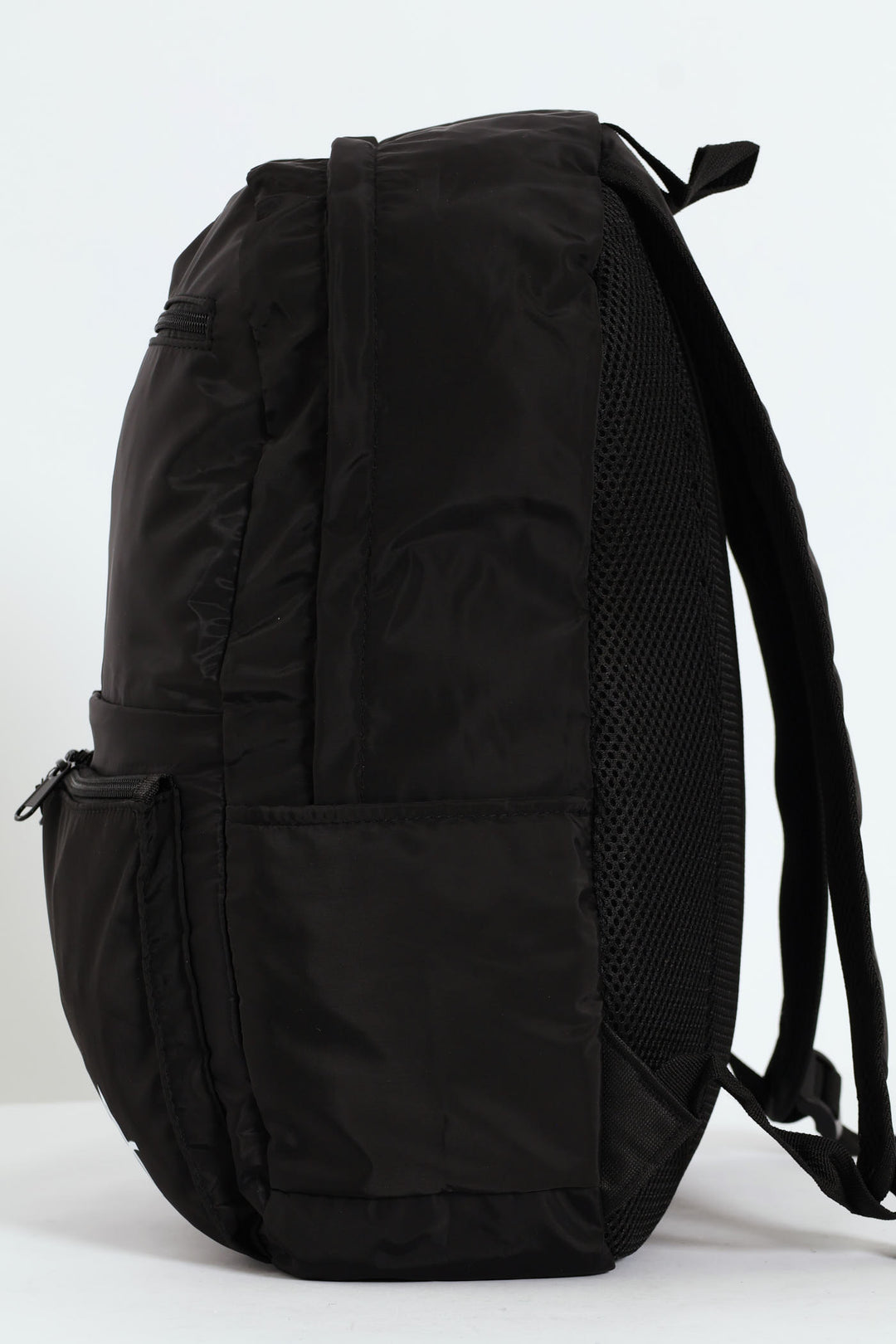 Double Front Pocket Nylon Backpack With Pencil Case - Black