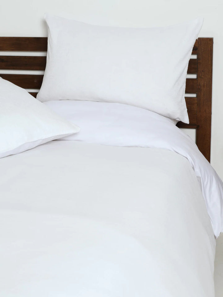 Cotton Fine Waffle Duvet Cover - White