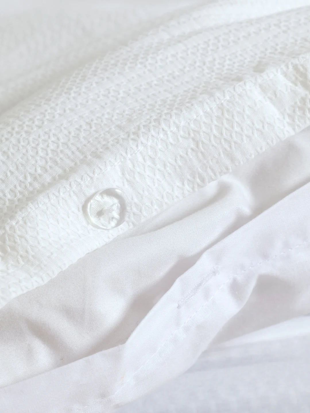 Cotton Fine Waffle Duvet Cover - White