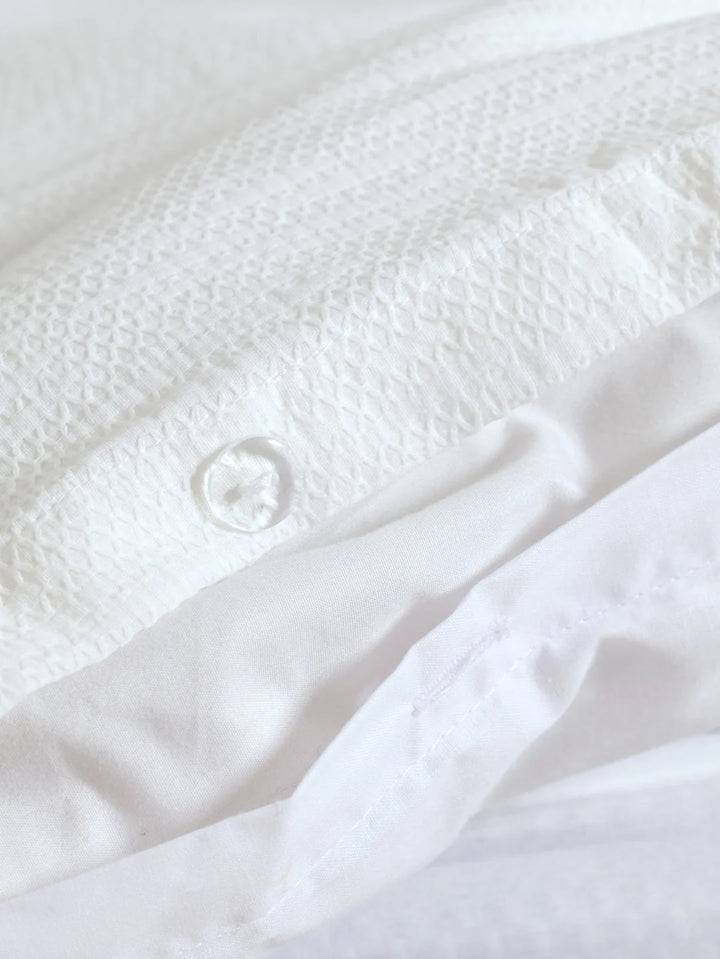 Cotton Fine Waffle Duvet Cover - White