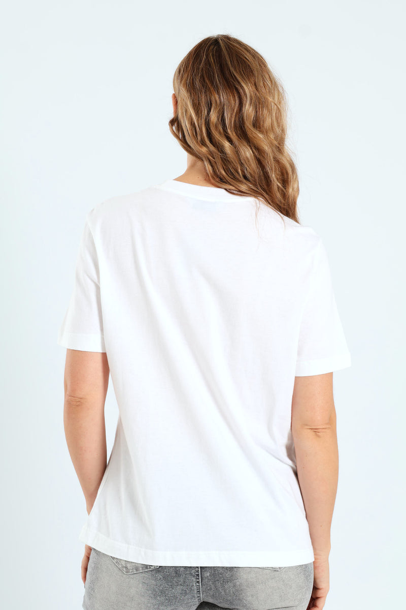 Beaded Merci Oversized Tee - White