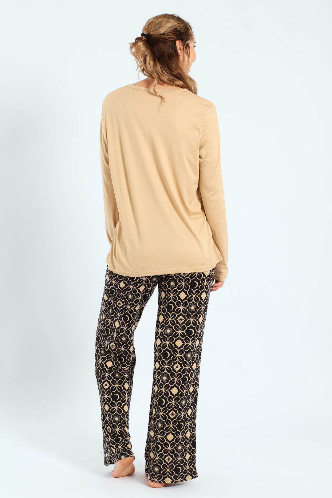 Soft Touch Long Sleeve Top & Pants Set - Light Brown