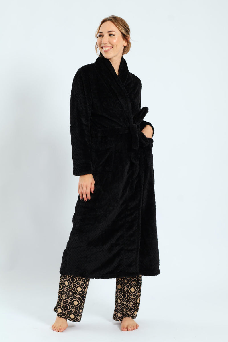 Waffle Textured Gown - Black